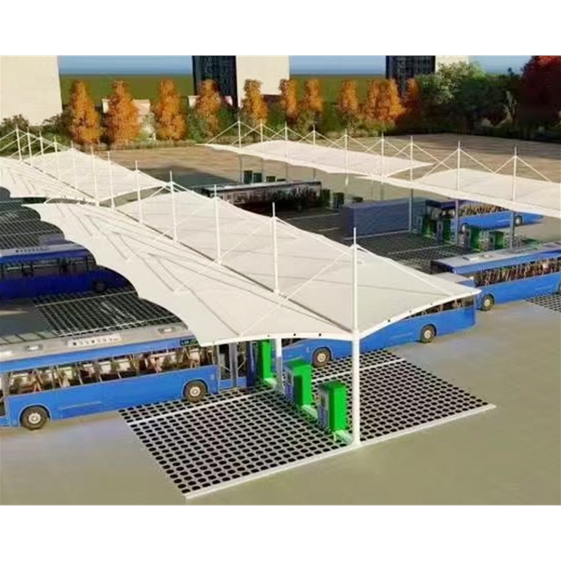 充電樁雙開式膜結(jié)構(gòu)停車棚